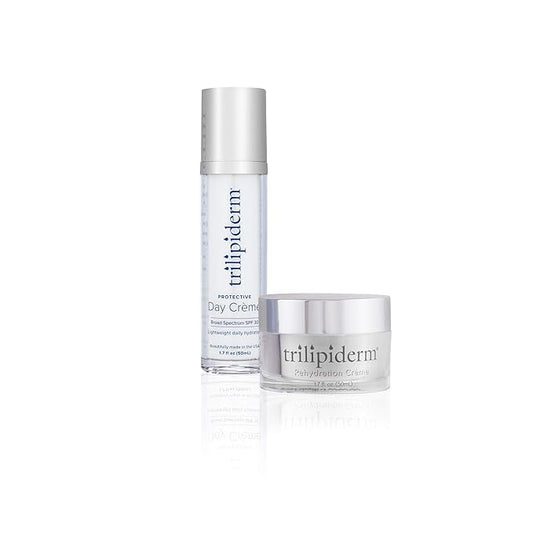 Trilipiderm Sightseer Bundle – Protective Day Cream Broad Spectrum SPF 30 and Rehydration Night Crème Set – Day and Night Protection, Hydration and Renewal Travel Size-Velvo Beauty