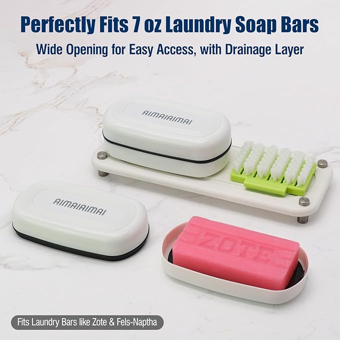 Shampoo Bar Holder Travel Case, Large Soap Holder for 5 oz/10 oz Oversized Bars, Durable & Versatile Storage Soap Container with Drainage Layer (1 Pack, White Style A-Large)-Velvo Beauty