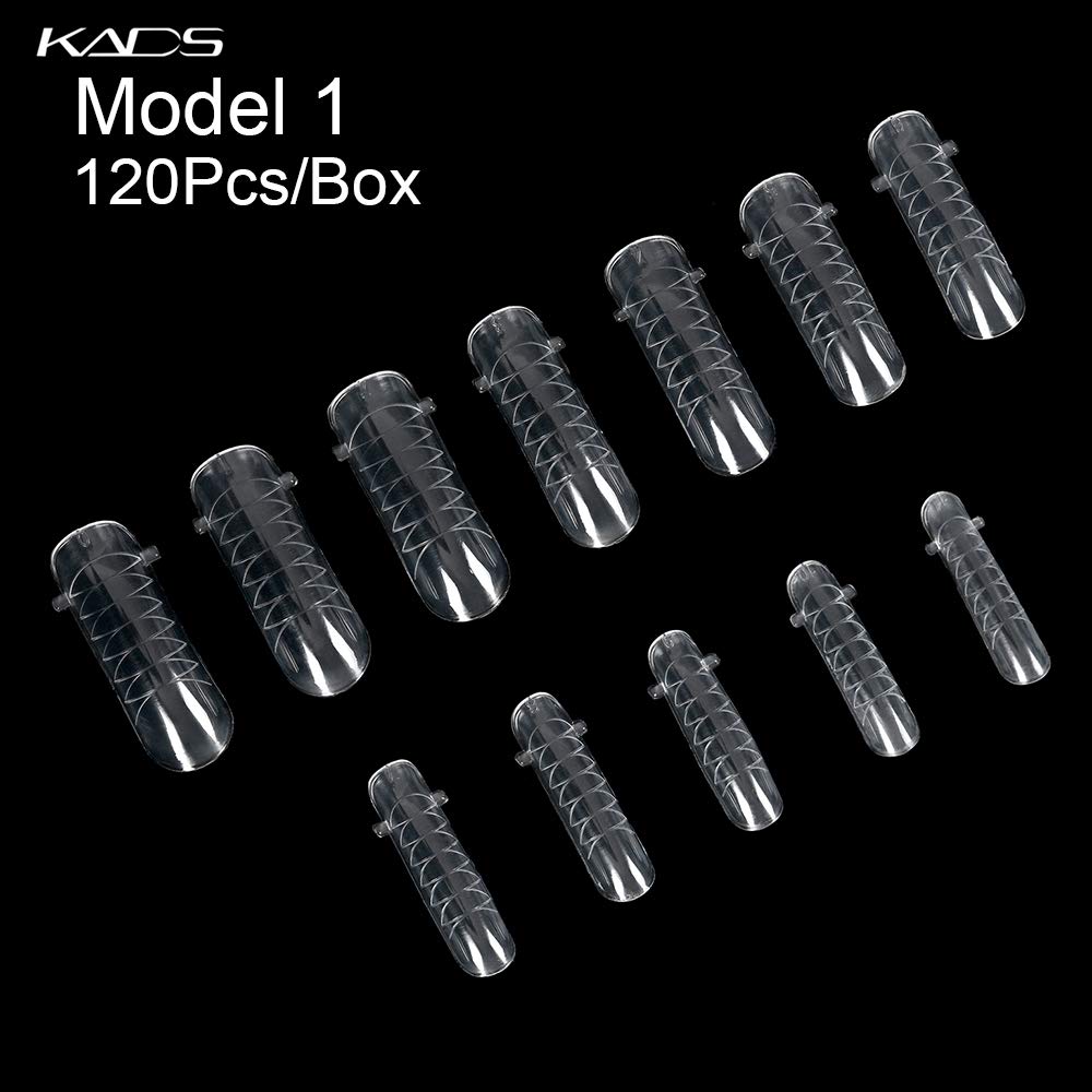KADS 120PCS Clear Full Cover Dual Nail System Form UV Gel Acrylic Nail Art Mold Artificial Nail Tips with Scale for Extension (MODEL 1)-Velvo Beauty