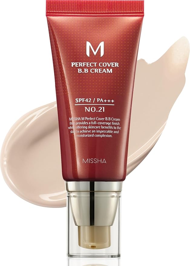 MISSHA M Perfect Cover BB Cream No.21 Light Beige - Light with Cool Undertone SPF 42 PA +++1.69 Fl Oz - Tinted Moisturizer for face with SPF-Velvo Beauty