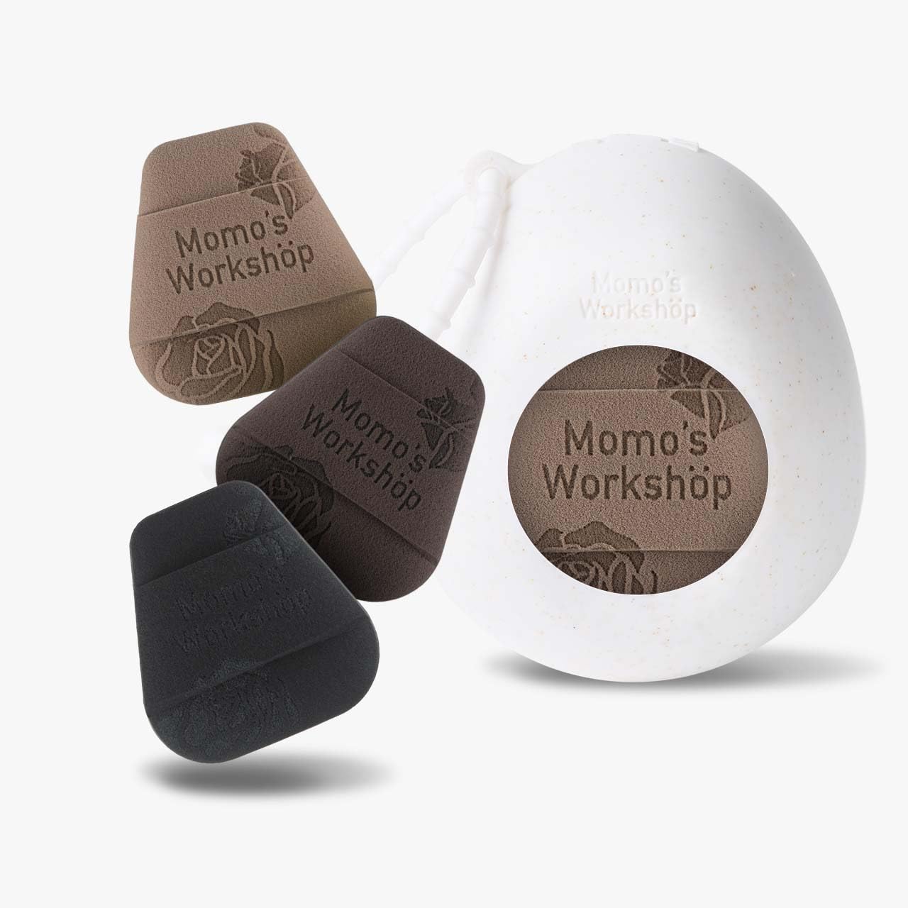 Mini Trapezoidal Makeup Sponge Set,Dual-Use Mini Rubycell Sponge for Foundation/Concealer/Blush,Soft, Even Application for Liquid & Cream Products,3pcs Mini Concealer Puffs & Storage Case-Velvo Beauty