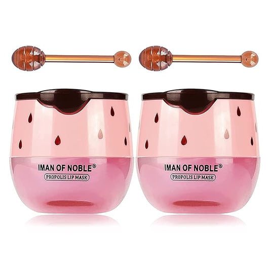 2PCS Bee Lip Balm Lip Balm Honey Pot, Strawberry Sleeping Lip Mask,Moisturizing Lip Balm with Stick,Hydrating & Prevention Dry and Cracked Lip Scrubs Exfoliator Lip Care Products(Strawberry)-Velvo Beauty