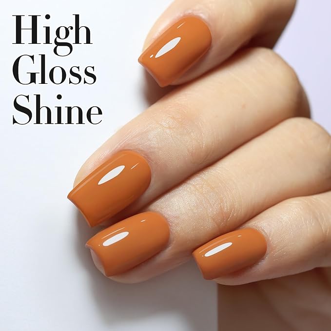 Double Rhythm Translucent Gel Polish Sheer Neutral Natural Light Milky Same Color Same Bottle 15ML Jelly UV Nail Polish Nail Art DIY at Home (Brown Orange-A1447)-Velvo Beauty