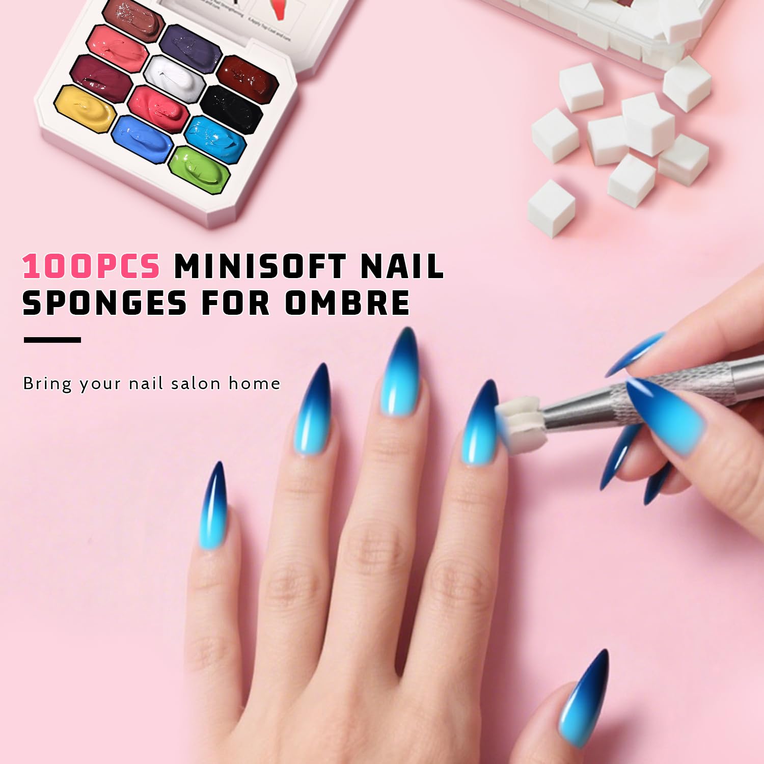 Sponge Pat Paint Nail Gel, Ombre Nails Gradient Gel Nail Blush Blooming Aura Nails Drawing Stripper Floral Painting DIY Nail Art, No Wipe, UV/LED Curing (12 Colors K)-Velvo Beauty