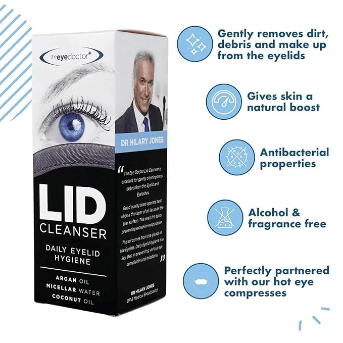 The Eye Doctor Lid Cleanser – Eyelid Cleanser to Remove Debris and Make Up from Eyelids – Suitable for Sensitive Eyes – Contains Argan Oil Coconut Oil and Micellar Water 100ml-Velvo Beauty