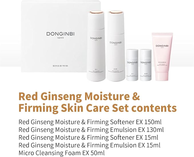 Donginbi Red Ginseng Moisturizing & Firming Set EX, Anti-Aging Korean Skin Care, Routine Kits for Smooth, Radiant Skin-Velvo Beauty