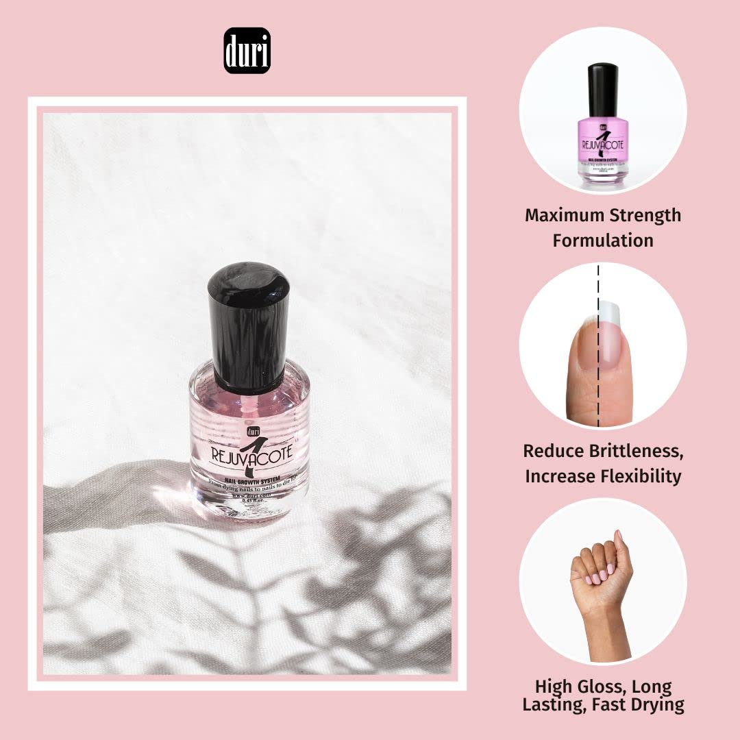 duri Rejuvacote 1 Original Maximum Strength Nail Growth System Base, Top Coat and Miracote Quick Dry Top Coat Combo-Velvo Beauty