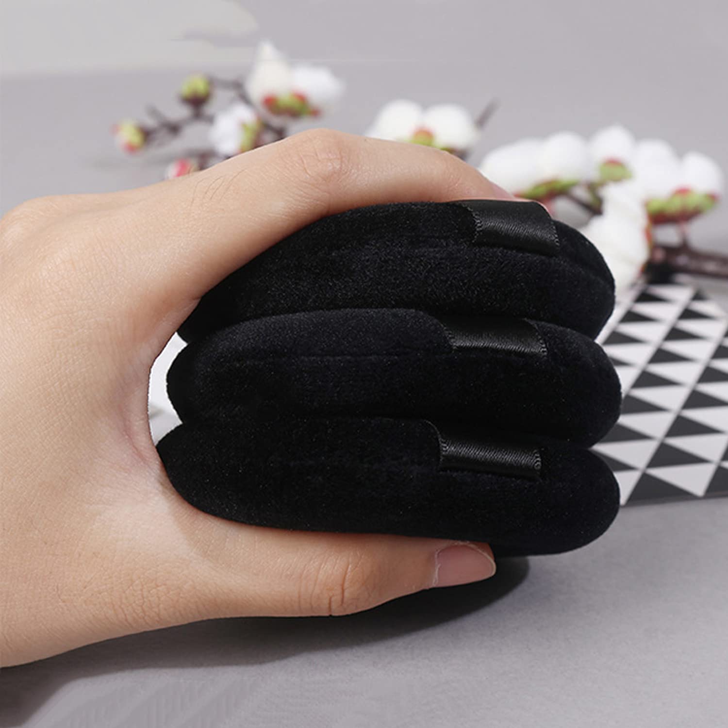 24 Pieces Powder Puff, Triangle Makeup Puff Cotton Powder Face Washable Body Powder Puff for Loose Powder Body Cosmetic Foundation Sponge Makeup Tool (24Black)-Velvo Beauty