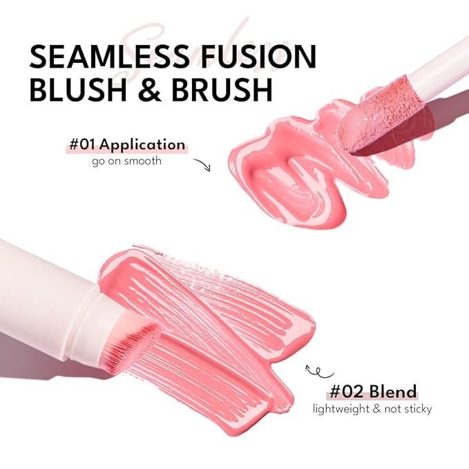 Liquid Cream Blush Stick Makeup for Cheeks | Build-in Brush - Application & Blending in One #L002 + #L003-Velvo Beauty