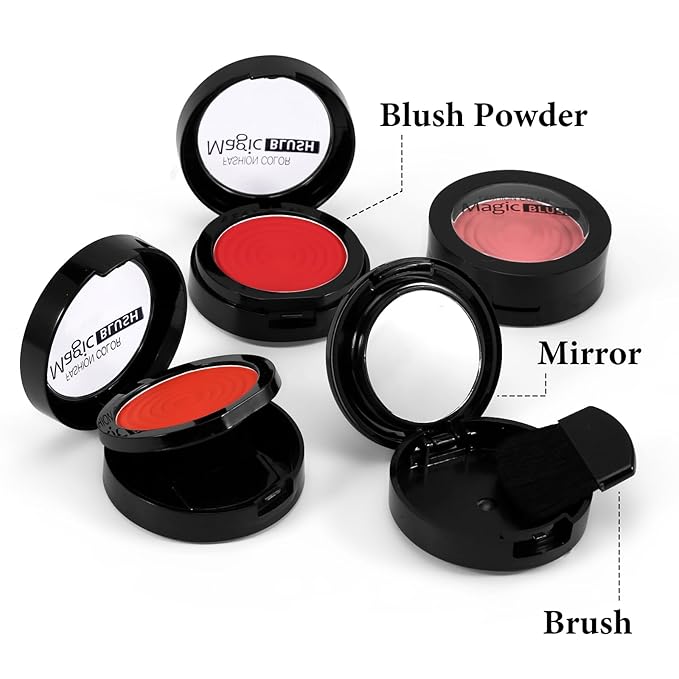 Boobeen Soft Blend Powder Blush for Cheeks, Buildable Color Matte Smooth Blush Palette Compact Blush Powder Makeup, Long-lasting Flush Color, with Mirror and Brush-Velvo Beauty
