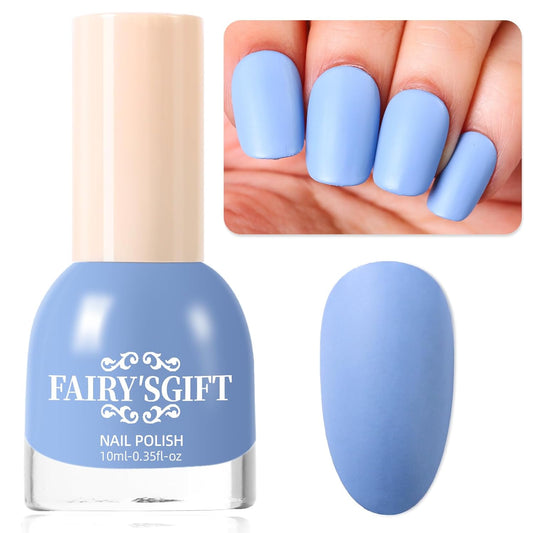Matte Nail Polish Air Dry Nail Lacquer for Nail Art Varnish, Mist Effect Matte Finish Velvet Nail Polish, 0.35 fl oz (Pure Blue-19, 10 ML)-Velvo Beauty