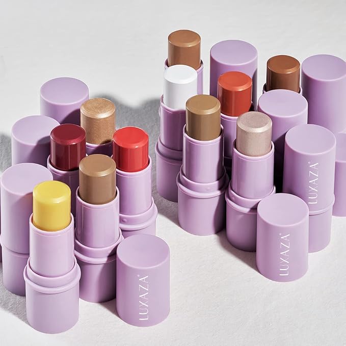 2Pcs Cream Blush Highlighter Makeup Stick Makeup Set for Girls and Women #T Cherry Blush-Velvo Beauty