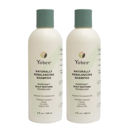 Yobee Naturally Rebalancing Shampoo | Dry, Flaky & Itchy Scalp Care with Para Probiotics, Organic Honey & Turmeric, Vitamin B12 & Oat Extracts | Dandruff & Psoriasis Relief (2 Bottles)-Velvo Beauty