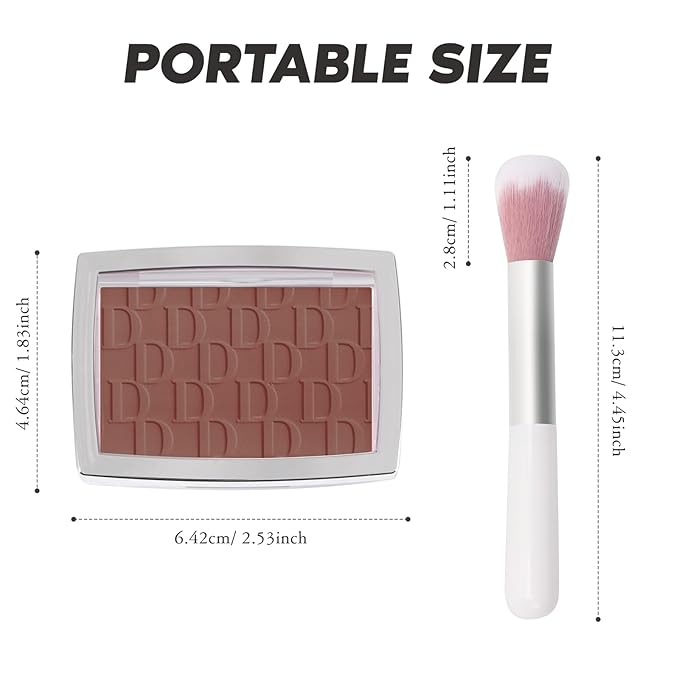 Mahogany Blush Powder Blush for Cheeks with Brush, Matte Blush Palette Blush Powder Face Blusher, Natural Blendable Formula Silky Lightweight Makeup Blush Rubores de Maquillaje, 020#-Velvo Beauty