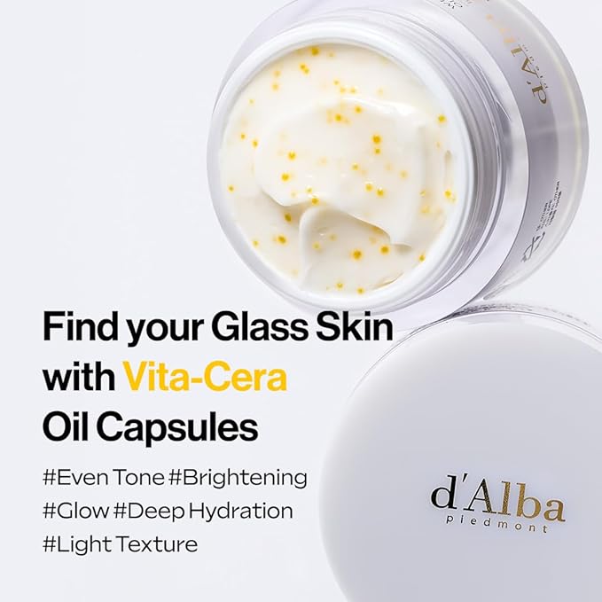d'alba Piedmont Italian White Truffle Oil Capsule Cream, Glass Skin with Vita-Cera Oil Capsules, Deep Hydration Face Moisturizer (1.94 oz.)-Velvo Beauty