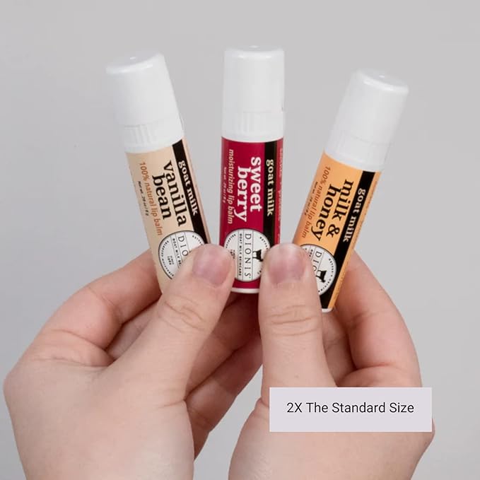 Dionis Goat Milk Lip Balm Deluxe Gift Box Set of 6 Vanilla, Coconut, Milk & Honey, Berry, Peppermint & Blood Orange Scented Chapstick - Shea Butter & Coconut Oil Gifts For Her, Protect & Restore Lips-Velvo Beauty