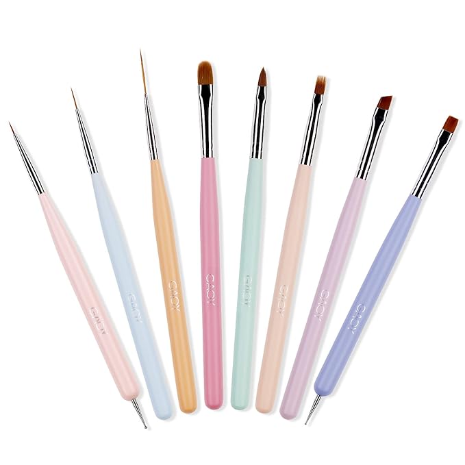 GAOY 8 Pcs Nail Brushes for Nail Art, Nail Design Tools for Nail Detail Painting, French Liner and Dotting Pens for Nail DIY-Velvo Beauty