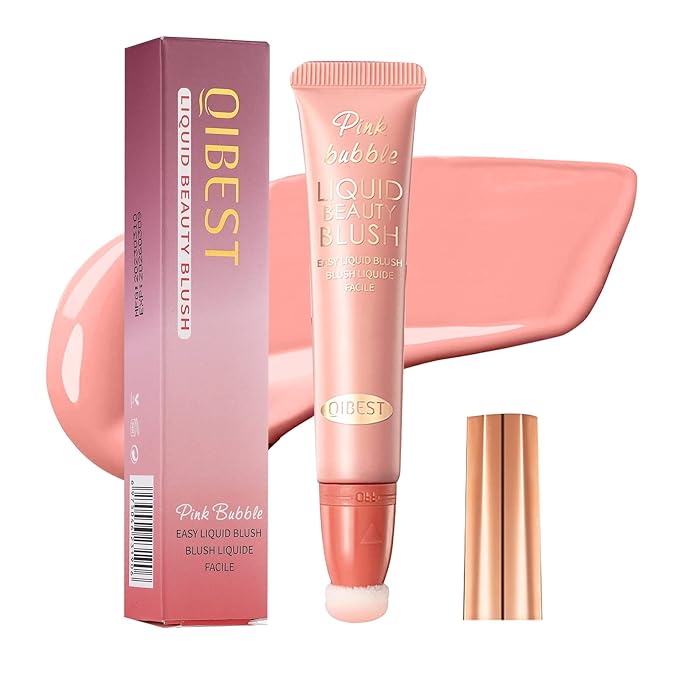 Liquid Blush Beauty Wand Matte Cream Blush Stick with Soft Cushion Applicator For Natural Cheek Tint Blendable Lightweight Long Lasting Dewy Finish makeup blush for Face(01 Nude Orange)-Velvo Beauty