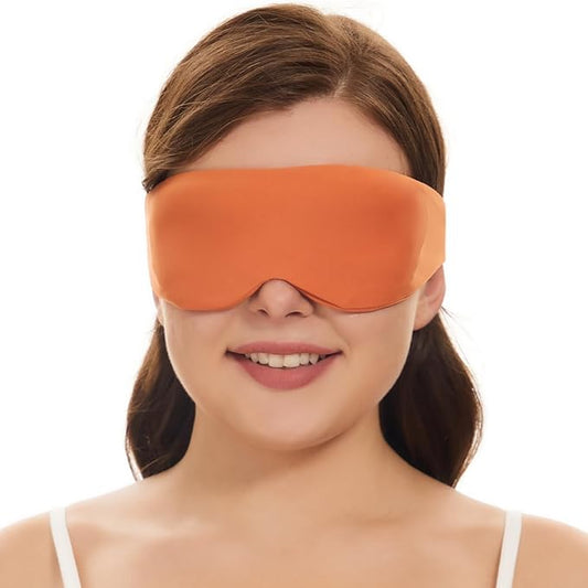 ALASKA BEAR Sleep Mask for Side Sleepers Patented Design, Cup-Shaped and Extra-Soft, 100 Blackout Eye Mask Shades Cover for Men and Women Home or Travel, Machine Washable, Tangerine-Velvo Beauty