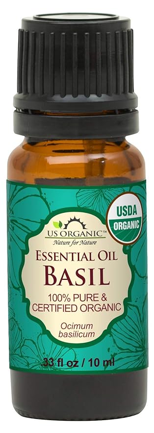 US Organic 100% Pure Basil Essential Oil, USDA Certified Organic, Steam Distilled W/Euro Dropper, 10 ml (More Size Variations Available)-Velvo Beauty