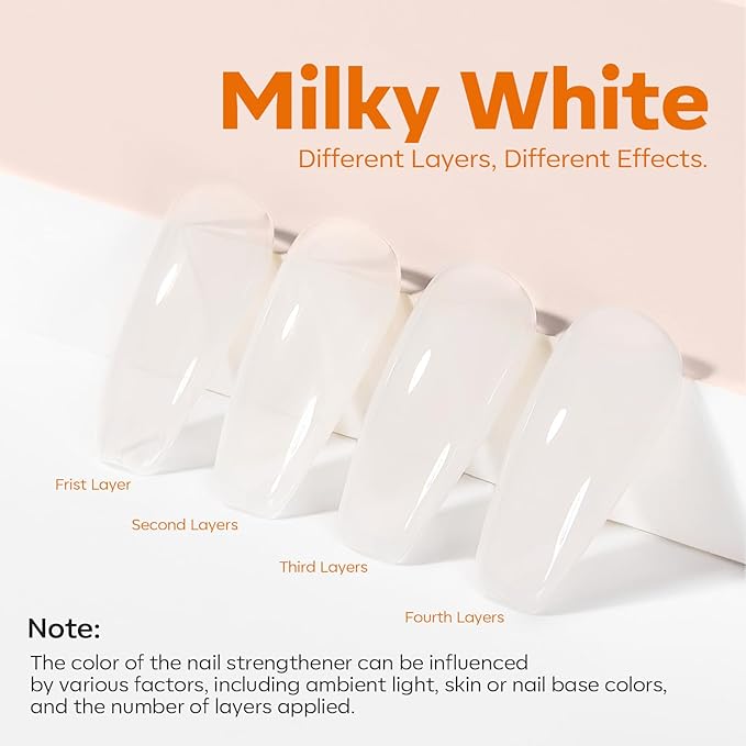 modelones Nail Strengthener, Milky White Nail Polish Natural Nail Concealer Foundation Air Dry Nail Growth Polish for Damaged Nails Imperfection Masking Gifts for Women 15ml-Velvo Beauty
