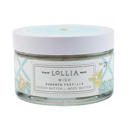 LOLLIA Wish Body Butter, 5.5 oz. - Sugared Pastille Fragrance - Shea Butter & Cocoa Butter, Body Lotion for Women, Hydrating & Smooth Body Moisturizer-Velvo Beauty