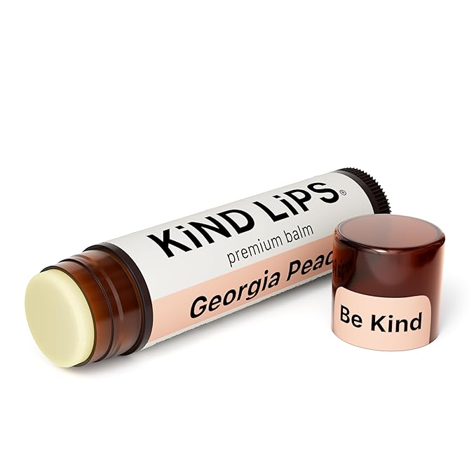 Kind Lips Lip Balm - Nourishing & Moisturizing Lip Care with Shea Butter, Beeswax & Vitamin E | Georgia Peach Flavor | 0.15 Oz (Pack of 3)-Velvo Beauty