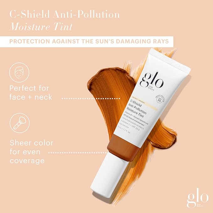 Glo Skin Beauty C-Shield Anti-Pollution Moisture Tint - Tinted Moisturizer With SPF 30 for Face, Broad Spectrum Protection & Vitamin C, 1.7 Oz (9N-Dark)-Velvo Beauty