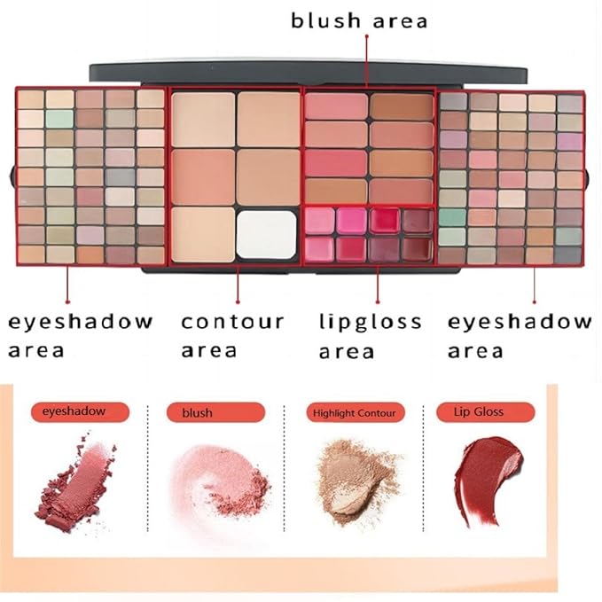 Professional Multi-in-one Makeup Gift Kit for Women - 90 eyeshadow Palette,8 Lipstick Set Lips,8 blush,5 concealer,4 brushes With Mirror,for girls, beginners and professionals Gift Kit-Velvo Beauty