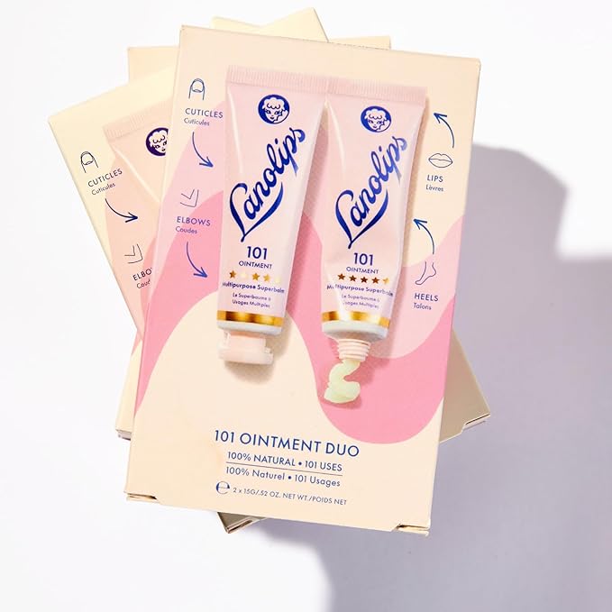 Lanolips 101 Ointment Multi-Balm Duo, Original Superbalm - Contains Pure Lanolin Oil for Smooth, Hydrated, & Healthy Lips - Natural Lip Balm for Dry Lips, Cuticles, & More (2-Pack, 0.52 oz each)-Velvo Beauty