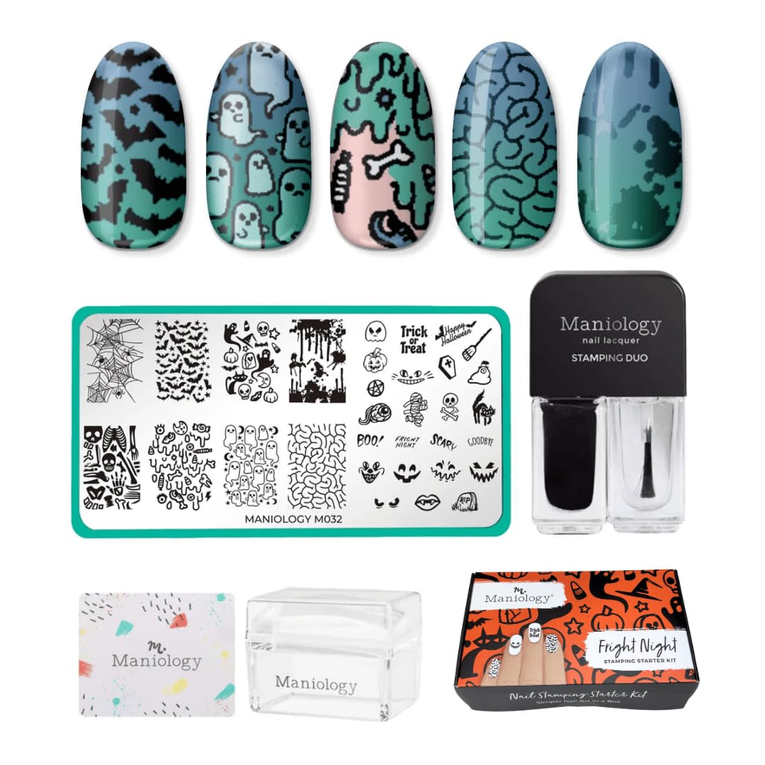 Maniology Halloween Limited Edition Nail Stamping Starter Kit (Plate, Polish, Top Coat, Stamper and Scraper Card)-Velvo Beauty