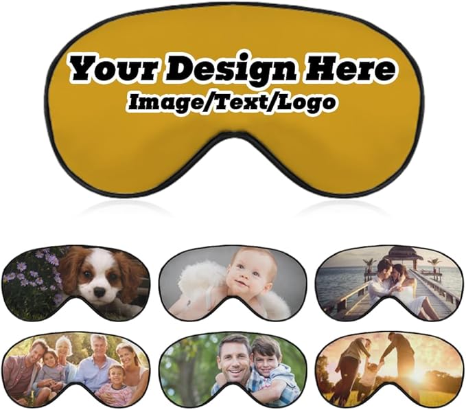 Customize Eye Mask Personalized Sleep Mask Upload Your Image Text Logo Custom Eye Cover with Adjustable Strap for Men Women Friends Brothers and Sisters, Goldenrod, 8.1"x4.1"-Velvo Beauty