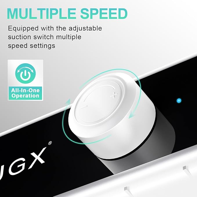 L'UGX Rechargeable Nail Dust Collector with 2 Reusable Filter, Professional Nail Vacuum Dust Collector Nail Tech Fan Extractor Powerful Suction Machine, Perfect for Home Salon Use-Velvo Beauty