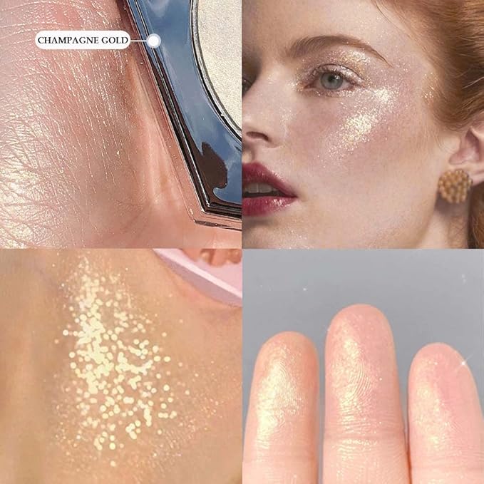 Shimmer Pearl Champagne Gold Highlighter Makeup Contour Palette,Face Illuminator Highlighter, Blush and Makeup Highlighter Bronzer Palette Highlighter+Makeup iluminadores Make Up (Dazzling)-Velvo Beauty