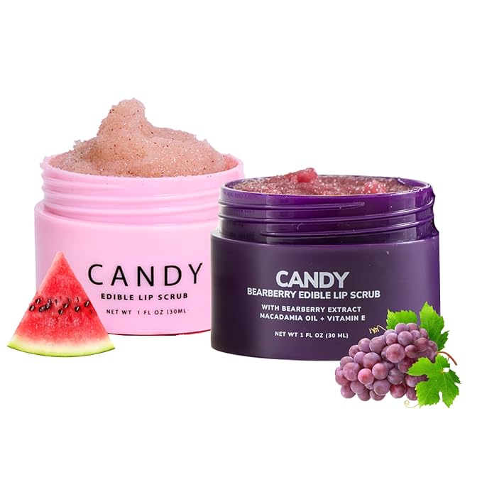 Minimo Candy Lip Exfoliator Scrub & Moisturizer - Lip Scrubber Exfoliator- Lip Brightening For Dark Lips Smoker| Removes Dead Skin from Dry Chapped Lips - Nourishes & Hydrates(1 oz) Pack Of 2-Velvo Beauty