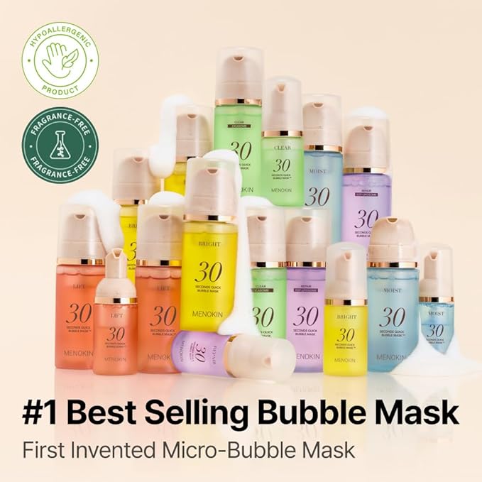 MENOKIN 30 Seconds Quick Bubble Mask [CLEAR] - [Cica] in Micro-bubbles For Soothing & Skin Strengthening, Hydration, Clearer Complexion, Korean Skin Care Essential, 70 Uses, 3.21 fl.oz-Velvo Beauty