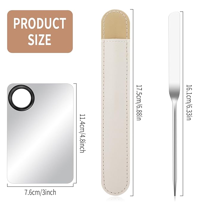 2 in-1 Set Make up Mixing Palette, Foundation Mixing Palette Stainless Steel Makeup Palette with Makeup Spatula for Professional Cosmetic Artist Make up Palette for Mixing Foundation Nail-Art-Velvo Beauty