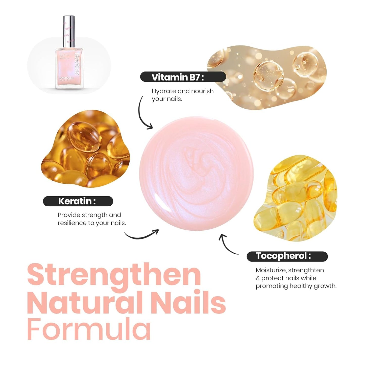 Beetles Pink Glitter Nail Polish and 2 in 1 Base & Top Coat Set, Fast Drying & Natural Nail Lacquer Strengthen Shimmer-Like Purple Mermaid Tears, No UV Lamp Needed for DIY Nail Art Gifts for Women-Velvo Beauty