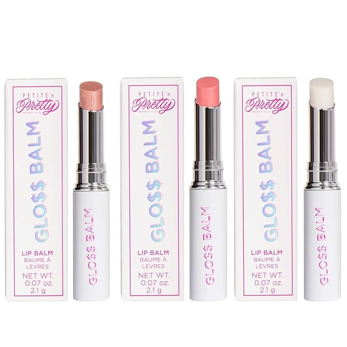 Petite 'n Pretty Full Size Glo$$ Lip Balm Trio Set - Makeup for Kids, Tweens, Teens- Hydrating, Lightweight Lip Gloss, Made in the USA (Shine Bright, Sell Out, Stocks and Bronze)-Velvo Beauty