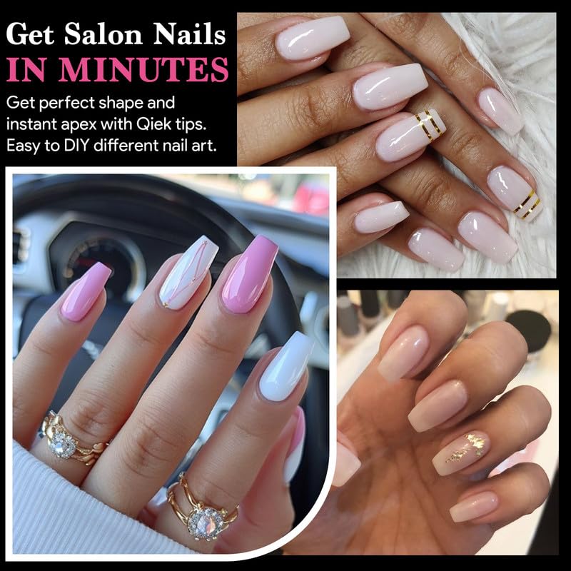 Medium Coffin False Nail Tips, 15 Sizes 510 PCS Clear Soft Press On Fake Nail Pre-shaped Half Matte Full Cover Gel Nail Tip Extensions Strong Thick Long Lasting for DIY Beginners & Salon Manicure-Velvo Beauty