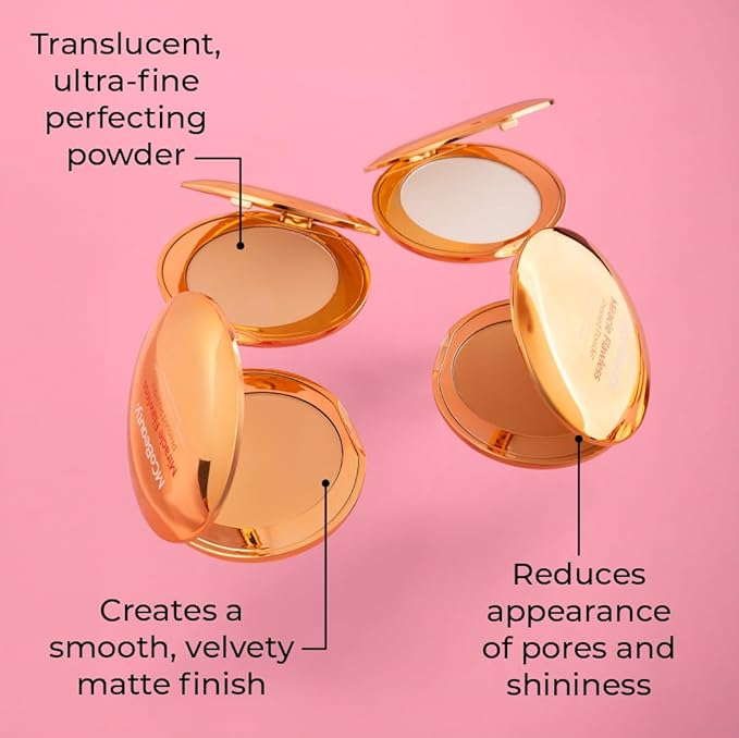 MCoBeauty Miracle Flawless Pressed Powder, Medium Warm Shade, Oil-Control, Soft-Focus Finish with Hydrating Rose Flower Extract & Sweet Almond Oil, Vegan, Cruelty Free Cosmetics-Velvo Beauty
