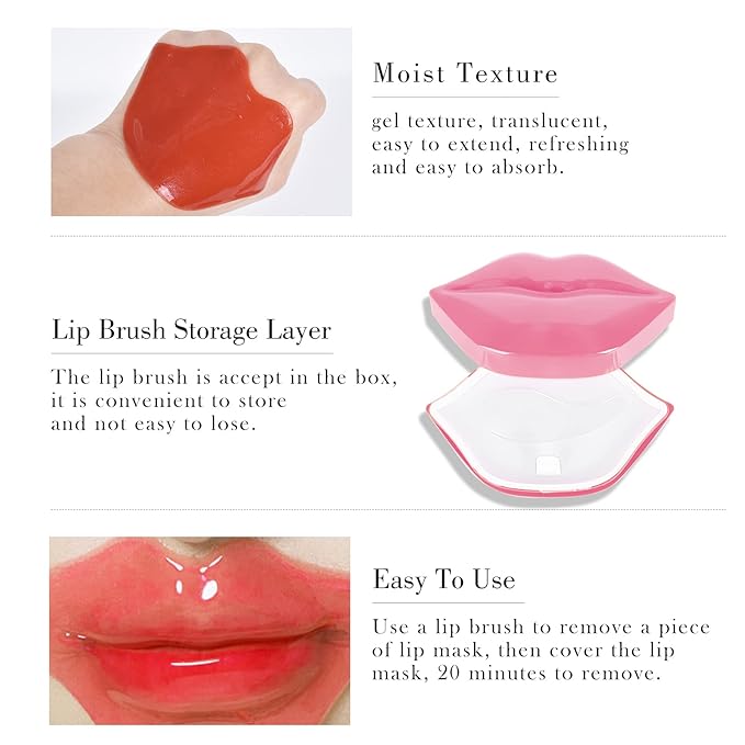 20Pcs Lip Mask,Pink Moisturizing Plumping Lip Masks Overnight,Pink Lip Mask Gel Treatment Lip Masks for Dry Lips Plump Lip Collagen Overnight Sleeping Lip Mask Pads Patches（Pink）-Velvo Beauty