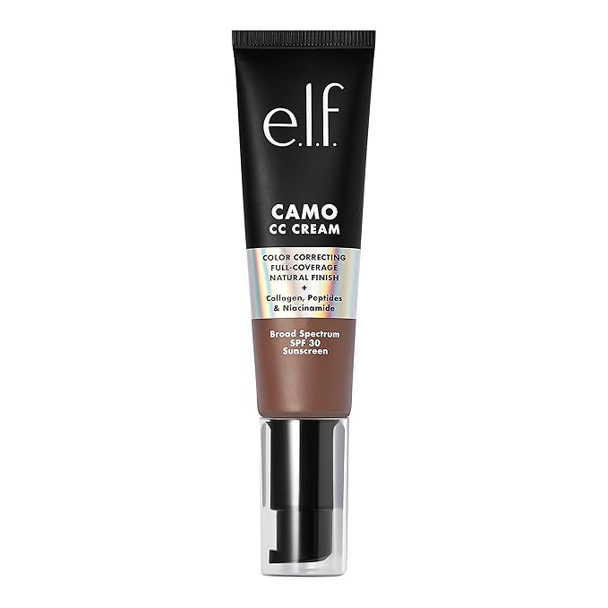 e.l.f. Camo CC Cream, SPF 30 Color-Correcting Medium-To-Full Coverage Face Foundation, Delivers An Airbrushed Finish, Vegan & Cruelty-Free, Deep 560 C-Velvo Beauty