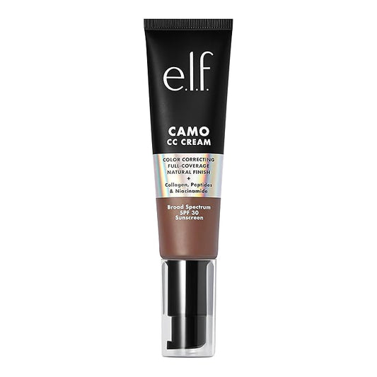 e.l.f. Camo CC Cream, SPF 30 Color-Correcting Medium-To-Full Coverage Face Foundation, Delivers An Airbrushed Finish, Vegan & Cruelty-Free, Deep 560 C-Velvo Beauty