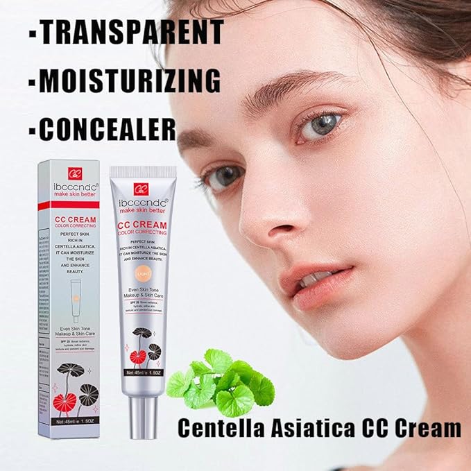 Color Correcting CC Cream With Centella Asiatica,Multi-Purpose Skin Tone Adjusting CC Cream Concealer Full Coverage,SPF 25 Sunscreen Moisturizing Pre-Makeup Primer Brightening for Mature Skin-Velvo Beauty