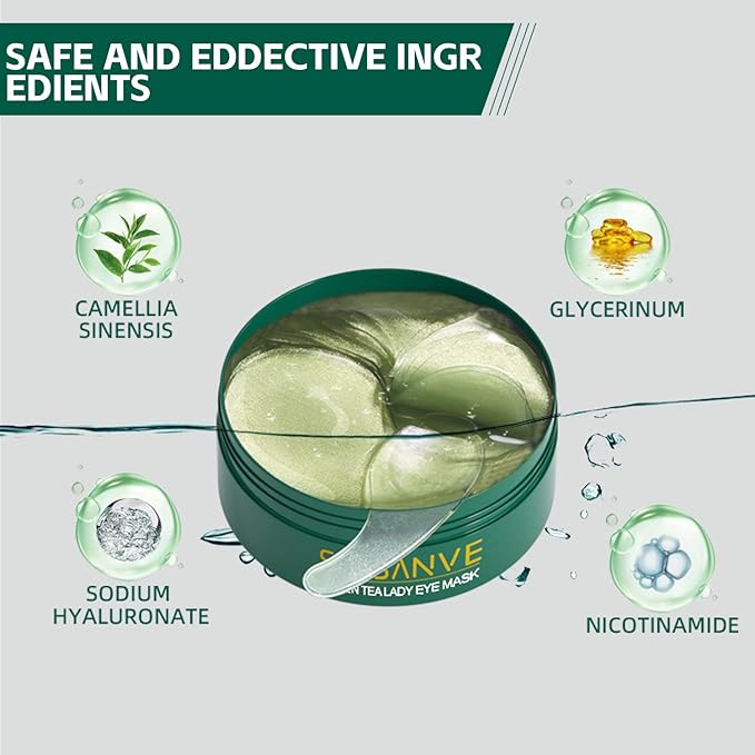 Under Eye Mask,30 pairs Green Tea Extract Anti-Aging Under Eye Mask, Firming Eye Mask, Green Tea Eye Patches,for Eye Moisturizing Dark Circles, Wrinkles, Fine Lines, Under Eye Bags-Velvo Beauty