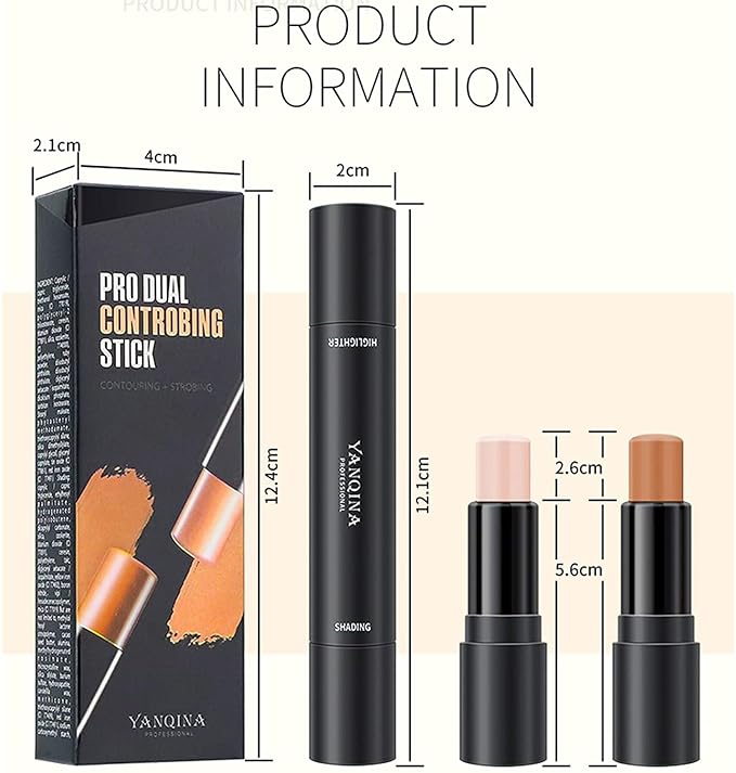 Double-End Contour Highlighter Stick, Contour Stick,Face Highlighter, Contour Makeup Contouring Sticks Cream Concealer (6)-Velvo Beauty
