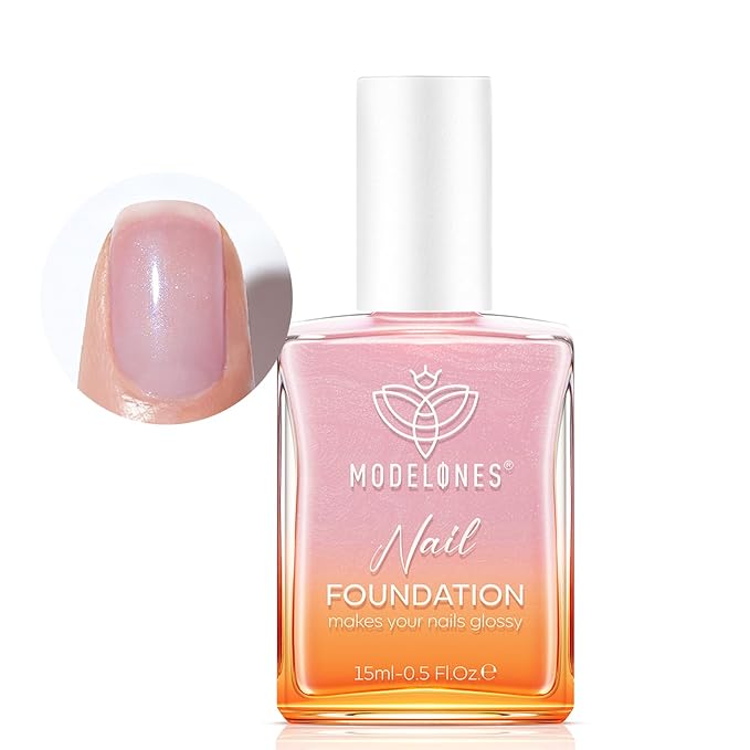 modelones Nail Strengthener, Sparkle Pink Nail Natural Concealer Foundation Polish Air Dry Nail Growth Polish for Damaged Nails Imperfection Masking Gifts for Women 15ml-Velvo Beauty