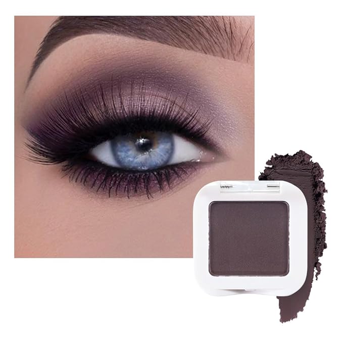 evpct Matte Eggplant Purple Eyeshadow Palette Makeup for Older Women Brown Eyes, Deep Dark Mauve Plum Purple Cream Eye Shadow Palette Single for Older Women Matte, Monochrome Long Lasting Eyeshadow-Velvo Beauty