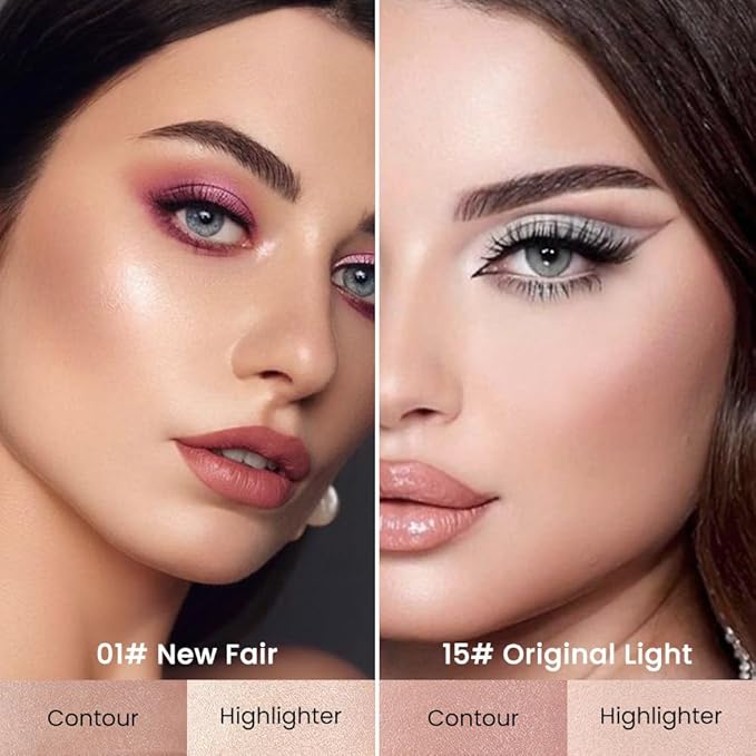 evpct 2in1 Face Shaping & Contouring Stick Cream Contour Concealer Bronzer Stick Makeup Kit for Beginner Face Highlighter Makeup Stick contorno maquillaje de maquillaje, NEW Fair + ORIGINAL Light-Velvo Beauty